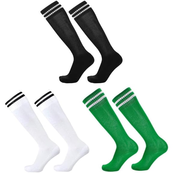 3 Pairs Kids Football Socks, Boys Girls Soccer Socks Sports Socks Trainer Socks, Childrens Long Football Socks Hockey Rugby Socks, Breathable Running Socks for Aged 5-12