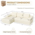 thumbnail image 2 of Yaheetech 110" 3-Seat L-Shaped Sofa Modular Sectional Sofa Corduroy Cloud Couch with 2 Armrests and Detachable Pillows for Living Room, Beige, 2 of 7