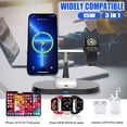 thumbnail image 2 of Audessy 3 in 1 Magnetic Wireless Charger Station for Smart Watch Air Pods iPhone 16-12 Series, with MagSafe and All Qi-Enabled Devices, Black, 2 of 9