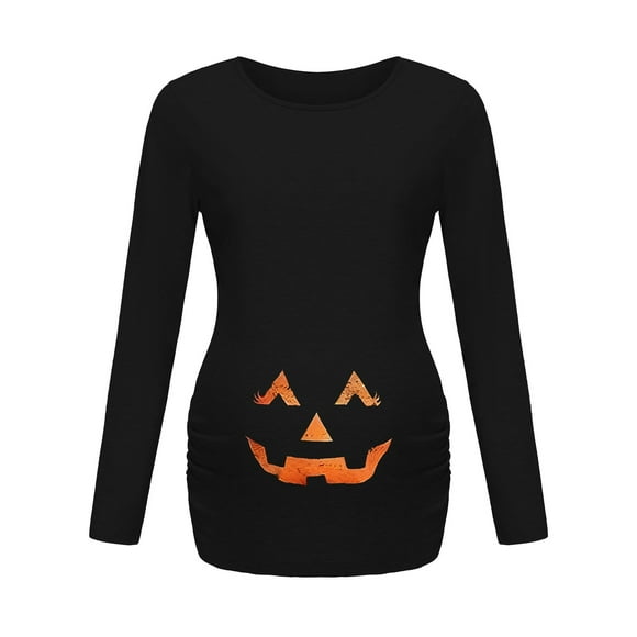 T-shirt de Maternité d'Halloween pour Femmes, Décontracté, à Manches Longues, Col Rond, Haut d'Allaitement, Imprimé Irrégulier, Blouse à Ourlet Basique