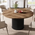 thumbnail image 3 of Tribesigns Round Dining Table for 4-6 People, 47.24-Inch Circle Wood Kitchen Table with Sturdy Fluted Metal Base, Modern Dining Room Furniture, 3 of 11