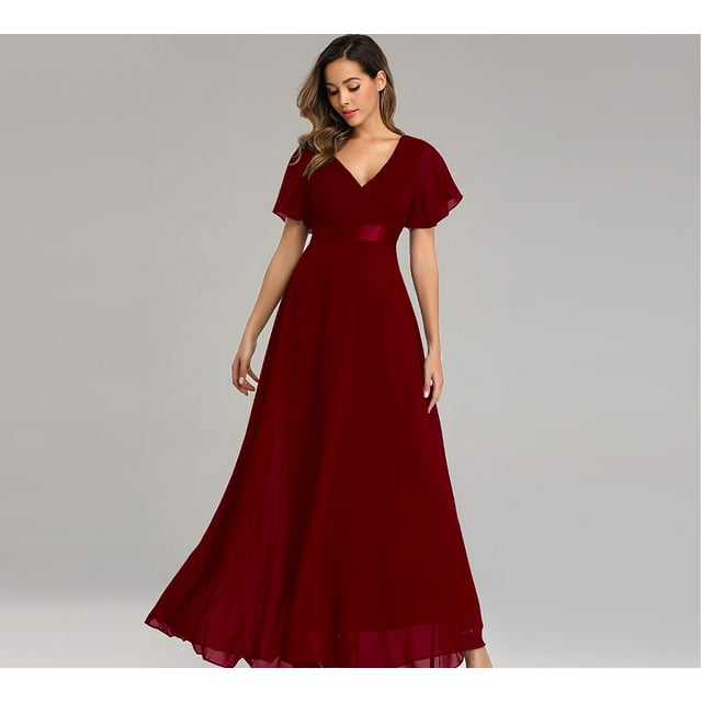 Robes de Soirée Élégantes à Col en V à Volants en Mousseline Robe de Soirée Formelle Robe Vestidos de Fiesta Robe pour Fête de Mariage