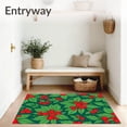thumbnail image 3 of ODIKA 5'x7' Machine Washable Non-Slip Area Rug, Holly Berry Wreath Semi Circle Welcome Traditional Botanical Design High Traffic Rug with Pad, Red, 612790, 3 of 8