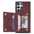 thumbnail image 2 of Feishell for Samsung Galaxy S25 Ultra Back Flip Case with Credit Card Slots,Shockproof Durable PU Leather Magnetic Button Adjustable Kickstand Wallet Phone Case for Women Men,Winered, 2 of 7