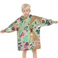 thumbnail image 3 of Boxer Dog and Flower Florals Blanket Hoodies for Kids 6-13YR Oversize Wearable Blanket Hoodies for Boys Girls Teens, 3 of 7