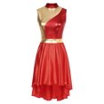 thumbnail image 5 of CHICTRY Womens Praise Dance Dress Metallic High Low Asymmetrical Hem Tank Dress Liturgical Worship Dancewear A Red XXL, 5 of 7