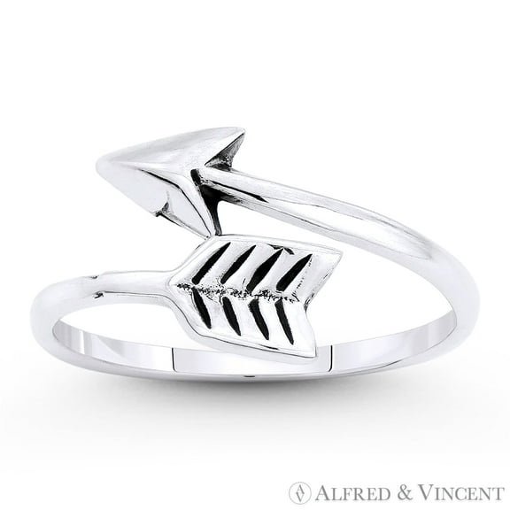 Arrow & Quill Archery Charm Bypass Ring in Oxidized .925 Sterling Silver