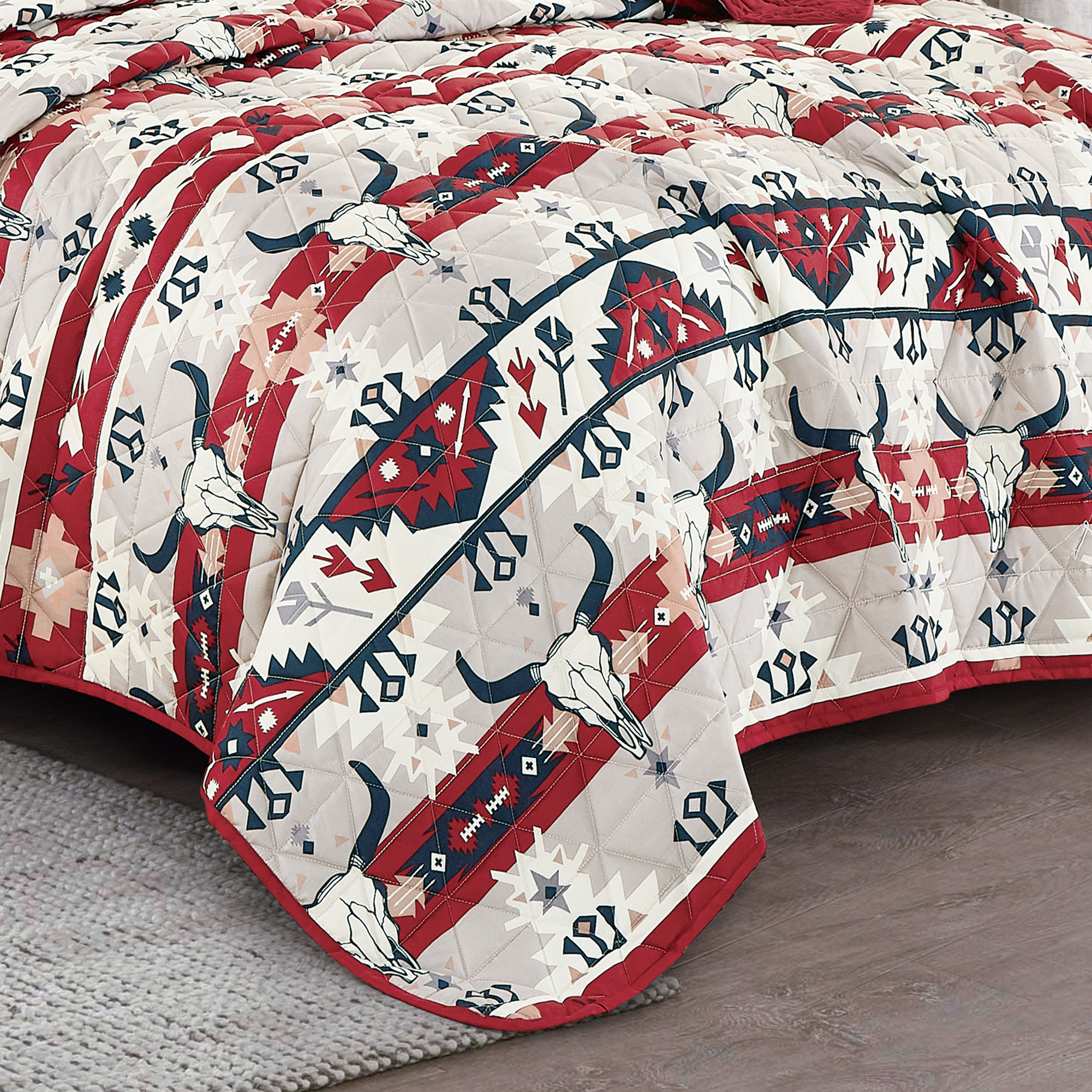 Evjk 3-Piece Decorative Lightweight Bedspread Set – Breathable, Microfiber with Chic Print, QUEEN
