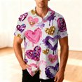 thumbnail image 2 of Stamzod Mens Vacation Shirts Summer Beach Short Sleeve Button Up Shirt Lover Heart Hawaiian Shirts for Men White B XXL, 2 of 9