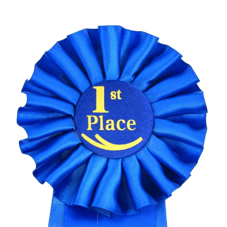 Deluxe Blue 1st First Place Award Ribbon Rosette Winner Trophy Badge Class Medal Deluxe Blue 1st First Place Award Ribbon Rosette Winner Trophy Badge Class Medal