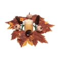 thumbnail image 5 of 4 Pcs Artificial Maple Leaves & Berries Candle Rings, 11" Wide Autumn Wreaths, Fall Candle Holders, Farmhouse Thanksgiving Candle Holder Wreaths, Wedding Centerpiece Table Door, Halloween Decoration, 5 of 6