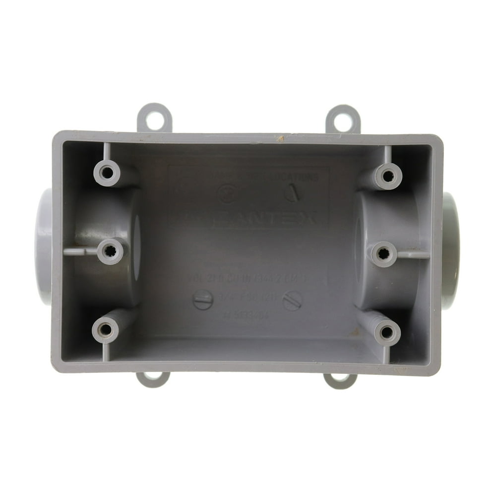 Cantex 5133464 PVC Electrical Box, 1Gang, 2Inlet, FSC, 3/4Inch Hub