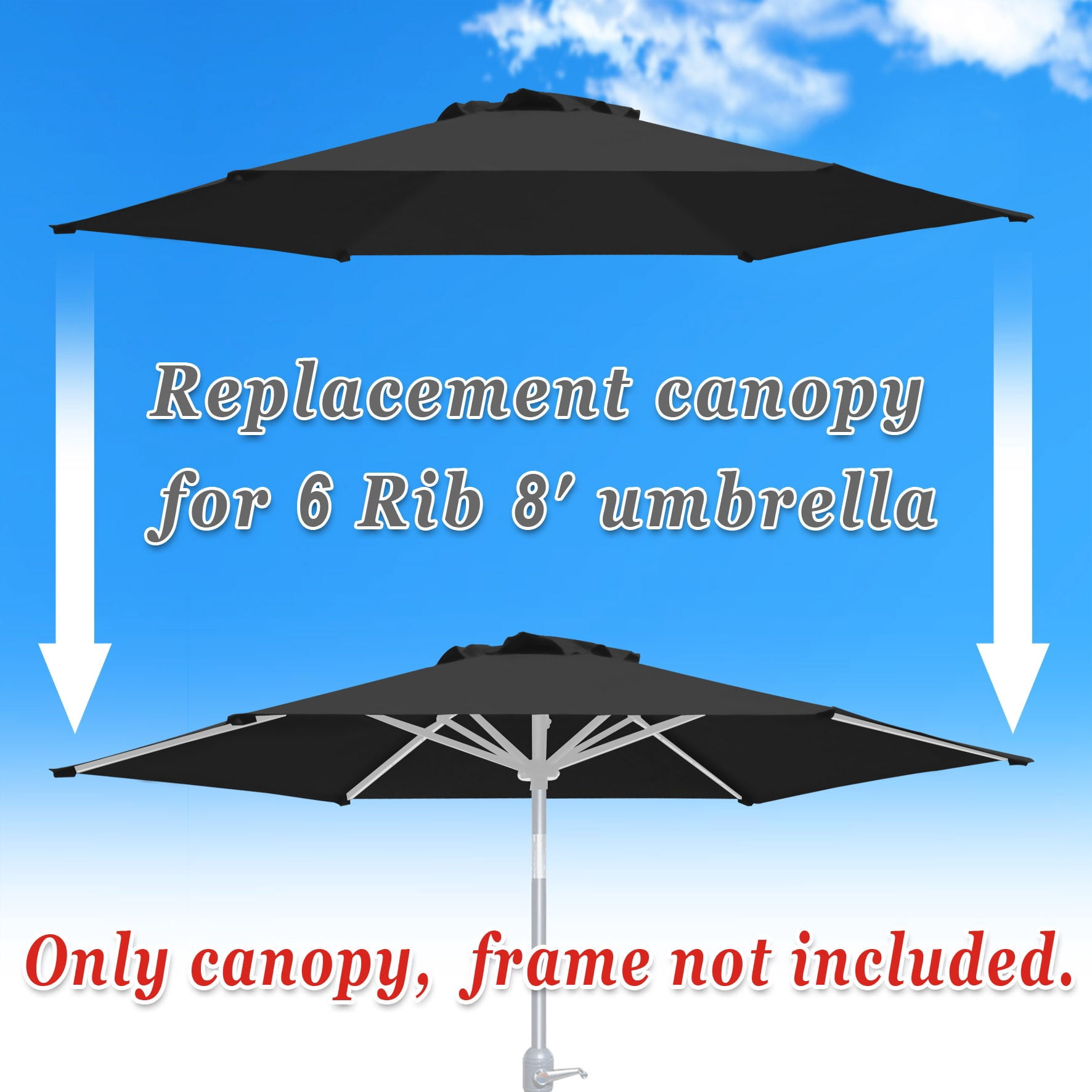 SOLAXO 8.2ft 6 Ribs Umbrella Canopy Cover Only Patio Umbrella Replacement Top