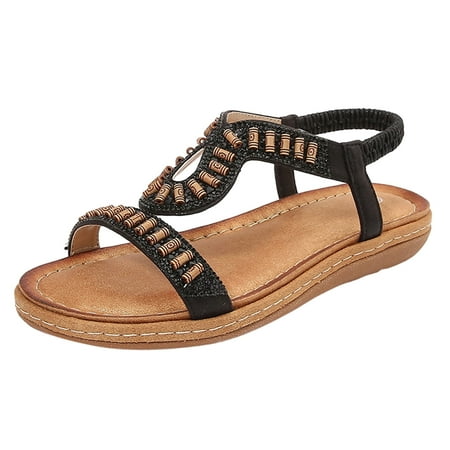 

ZHAGHMIN 2023 Fashion Womens Sandals Flat Open Toe Outdoor Wear Beach Sandals for Female National Style Women Summer Shoes Bohemian Black9