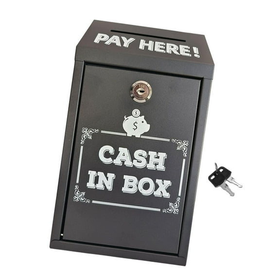 yotijay Metal Donation Box Safe Money Collection Box for Fundraising School Business Black