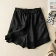 thumbnail image 4 of Women's Shorts Women'S Cotton And Linen Five Point Pants For Women 2025 Summer New Retro Hollow Lace Splicing Literary Shorts Loose Casual Mid Trouser Shorts,Black Women's Shorts L, 4 of 7