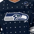 thumbnail image 4 of Women's Gameday Couture College Navy Seattle Seahawks Kickoff Time Allover Rhinestone Sports Stripe Jersey V-Neck, 4 of 5