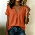 thumbnail image 2 of cfhntfmh Spring Tops for Women Casual V Neck Cotton Blend Shirts Short Sleeve Loose Fit Lightweight Blouse Tunics, 2 of 7