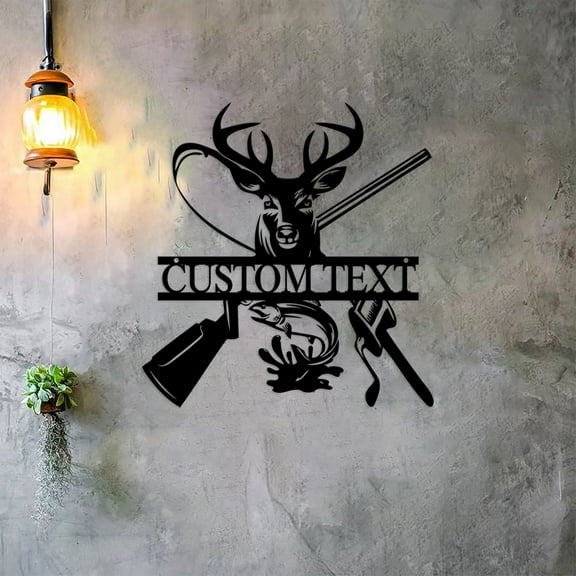 Custom Deer Hunting Fish Hook Metal Sign Deer Hunting Signs, Deer hunting Metal Wall Deer Hunting Gift, Deer Decor Cabin