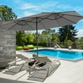 thumbnail image 4 of Costway 15Ft Patio Double-Sided Solar LED Market Umbrella Crank 36 Lights Base Grey, 4 of 10