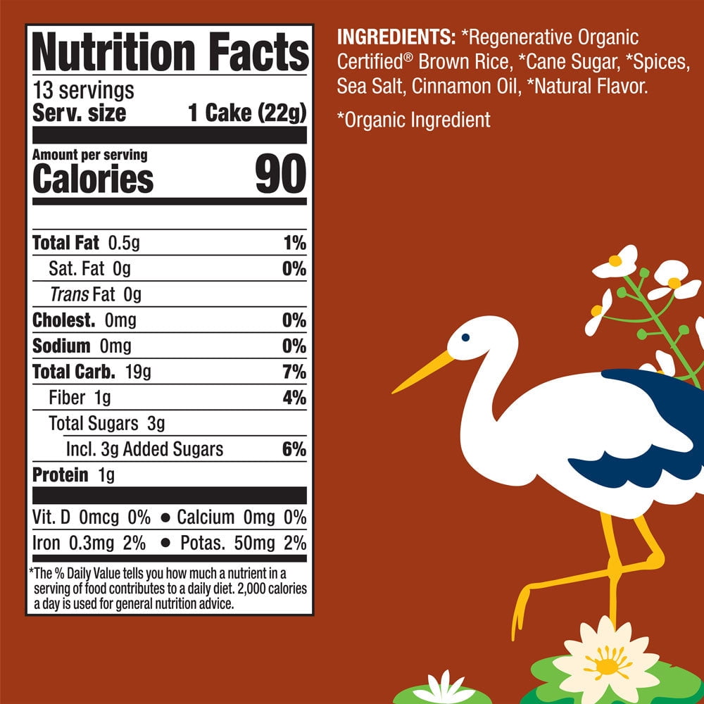 Pack of 6, Lundberg Organic Cinnamon Toast Rice Cakes, 9.5 oz