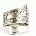 thumbnail image 5 of HOOUN Vintage Silver Spoon Ring Flower Leaf Wide Ring Party Jewelry Adjustable Size-01#, 5 of 8