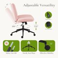 thumbnail image 6 of MCQ Armless Office Chair, Adjustable Height and Ergonomic Design, Teddy Fabric - Pink - With Wheels, 6 of 6