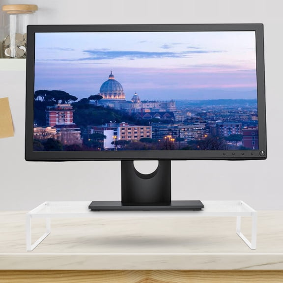 OULII White Table Monitor Riser Stable Laptop Stand with Storage for Home Desk