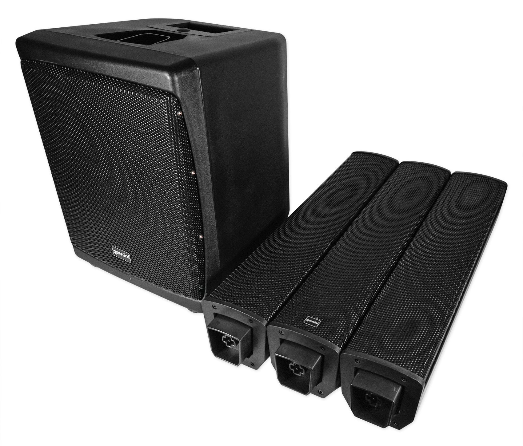 Gemini Rechargeable Line Array Portable PA DJ  Speaker+Sub+Bag+Fog+Headphones+Mic 