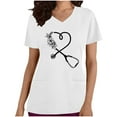 thumbnail image 2 of LSLJS Blouse de Mode pour Femmes à Manches Courtes Col en V Uniforme de Travail avec Poche, Blouses Médicales pour Femmes, 2 of 4