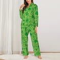 thumbnail image 3 of Kll St Patrick'S Day Print Women'S Long Sleeve Pajamas With Pants Sleepwear Loungewear 2 Set-Large, 3 of 9