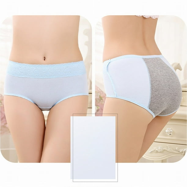Aligament Panties For Women Physiological Pants Anti Side Leakage Cotton  Panties Mid Waist Briefs Lace Underwear Size XXL 