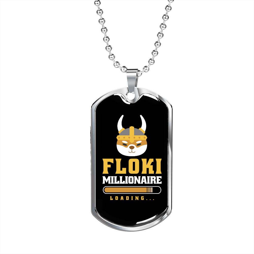 Crypto Floki Crypto Necklace Stainless Steel or 18k Gold Dog Tag 24