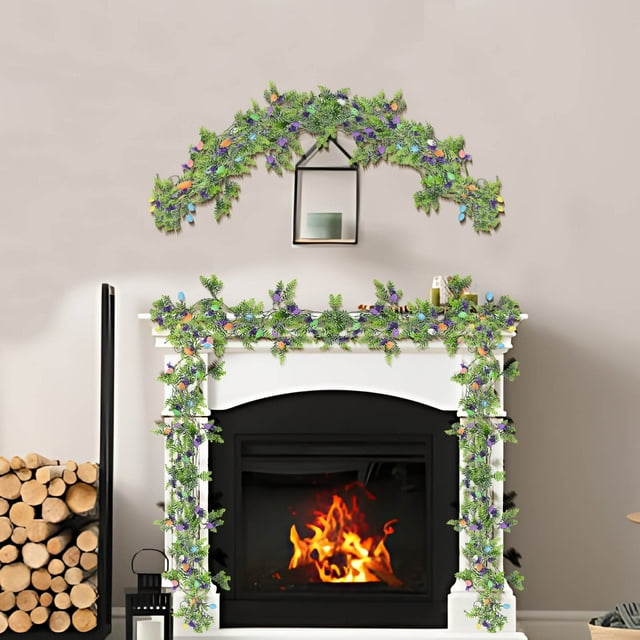Dvkptbk A Rattans Oeufs de Pâques en Rotin Simulés Décoration Maison en Rotin Décoration de Fenêtre Plantes Vertes Simulées Cadeaux de Pâques