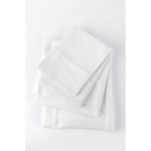 Pacific Cotton 300SATIN-WHIT-QU 300 Thread Count Sateen Sheet Set, White - Queen Size