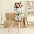 thumbnail image 3 of FORMRS Niños Bathrobe Unisex Hooded Robe Soft Plush Pajamas Sleepwear, Size 2-3T, Halloween Pumpkin Field, 3 of 7