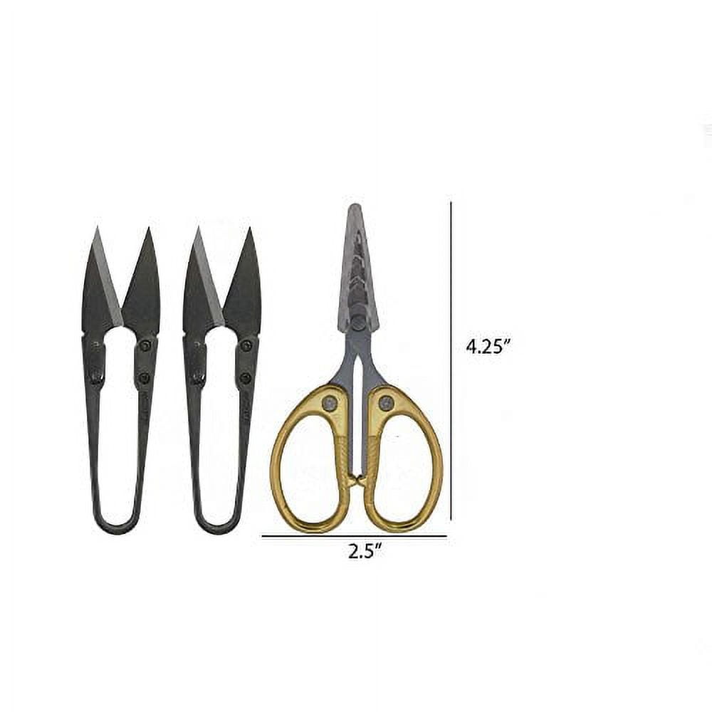 JubileeYarn Fine Cut Sharp Point Embroidery Scissors Set with 2 Thread Cutter Snips - Gold - 3 Sets