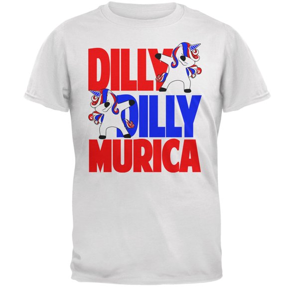 4th of July Dilly Dilly Murica Dabbing Unicorn Mens T Shirt White MD