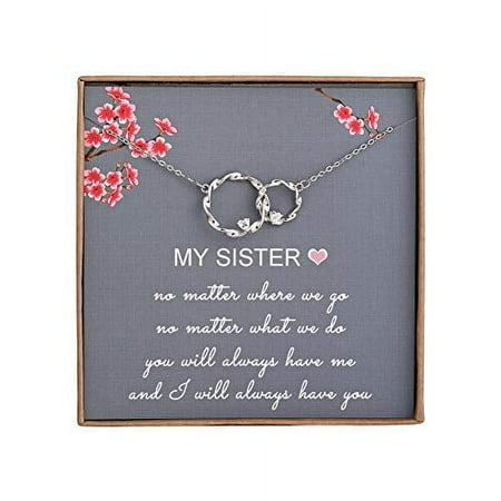 Sister Gifts From Sister - Sterling Silver Interlocking Infinity 2 Circles Necklace For Sisters, Birthday Jewelry Friendship Gifts