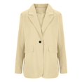 thumbnail image 4 of BODOAO Women's Casual Business Blazer Notched Lapel One Button Open Front Long Sleeve Blazers Office Work Suit Jackets Suit Jackets Work Lightweight Coats Spring Summer Cardigan Suits Beige L, 4 of 6