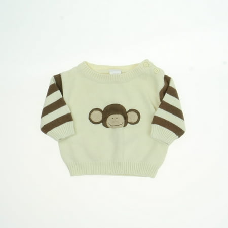 

Pre-owned Gymboree Boys Cream Monkey Sweater size: 3-6 Month