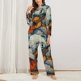 thumbnail image 2 of Honeii Dog Guitar Starry Night Print Women's Pajama Sets Long Sleeve Button Down Sleepwear Nightwear Soft Pjs Lounge Sets 2PCS-Medium, 2 of 7