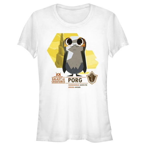 Junior's Star Wars: Galaxy of Creatures The Porg Graphic Tee White 2X Large