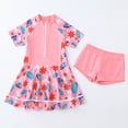 thumbnail image 2 of UngA Kids Girls Swimsuit Dress with Bottom Two Piece Short Sleeve Swimming Skirts Zipper Rash Guard Bathing Suit for Girls Beach Swimwear (Light Pink,4-5 Years), 2 of 4