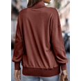 thumbnail image 3 of Sudadera SHEWIN casual de manga larga con cuello en V para mujer, color rojo, 3 of 4