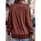 thumbnail image 3 of Sudadera SHEWIN casual de manga larga con cuello en V para mujer, color rojo, 3 of 4