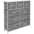thumbnail image 1 of Dresser With 9 Drawers - Furniture Storage Chest Tower Unit For Bedroom, Hallway, Closet, Office Organization - Steel Frame, Wood Top, Easy Pull Fabric Bins (Gray/White), 1 of 7