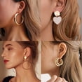 thumbnail image 4 of Vintage Round Heart Drop Earrings for Women Pearl Long Earrings Circle Ball Metal Dangle Earrings Irregular Geometry Jewelry, 4 of 5