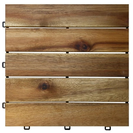 Set Of 10 Two Tone Brown Wood Outdoor Flooring Tiles 12 X 12