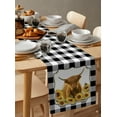 thumbnail image 5 of Table Runner Dresser Scarves 60 Inch Long, Funny Highland Cow Animal Farm Sunflower Linen Dining Table Runners Buffalo Grid Tabletop Scarf for Wedding Holiday Party Kitchen, 5 of 7